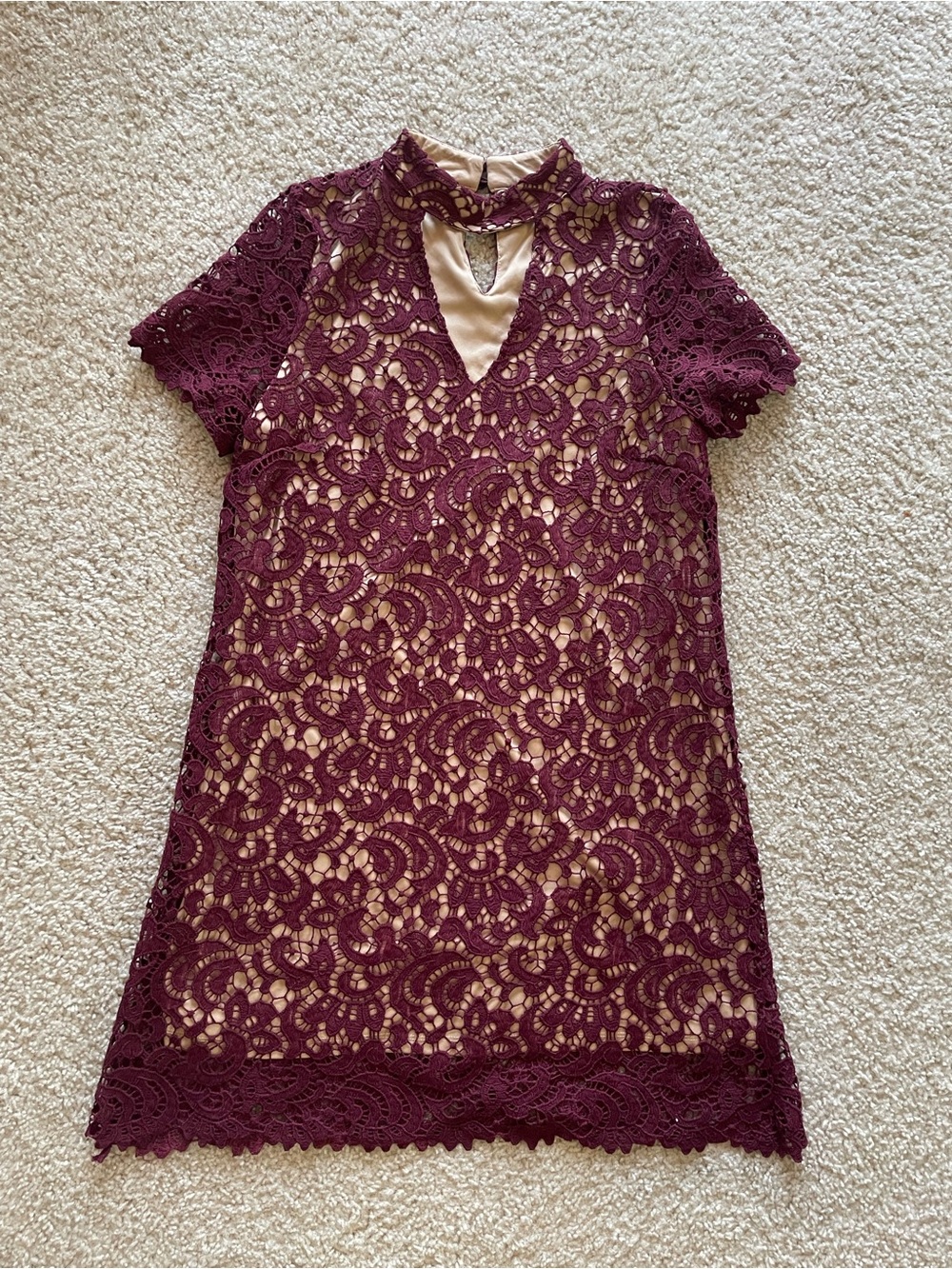 Blu Pepper Burgundy Lace Mini Dress